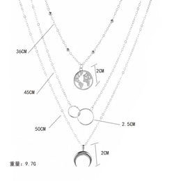Moon World Map Necklace