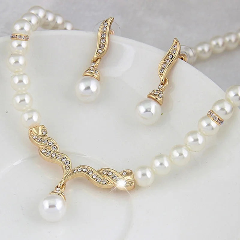 Gold Pearl Bridal Set