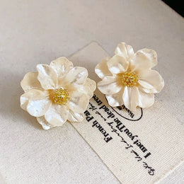 White Camellia Flower Studs