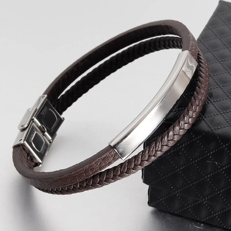 Black Braided Leather Bracelet