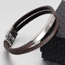 Black Braided Leather Bracelet