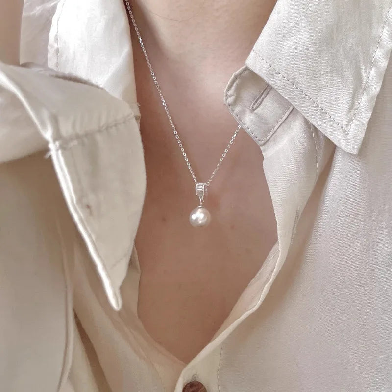 Sterling Pearl Chain Necklace