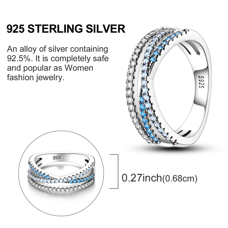 Blue Zircon Moon Ring