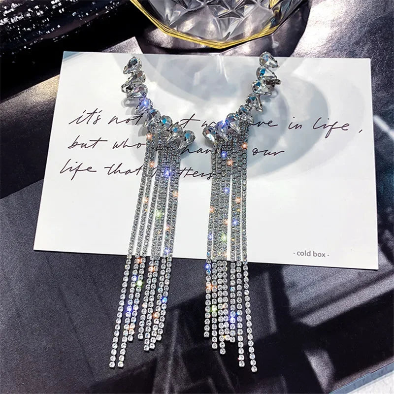 Crystal Tassel Drop Earrings