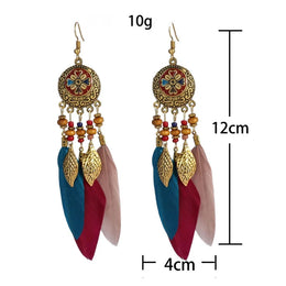 Bohemian Feather Tassel Earrings