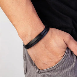 Black Braided Leather Bracelet