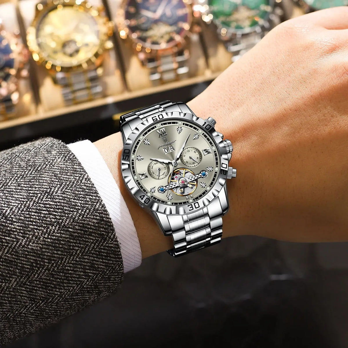 POEDAGAR Automatic Tourbillon Watch