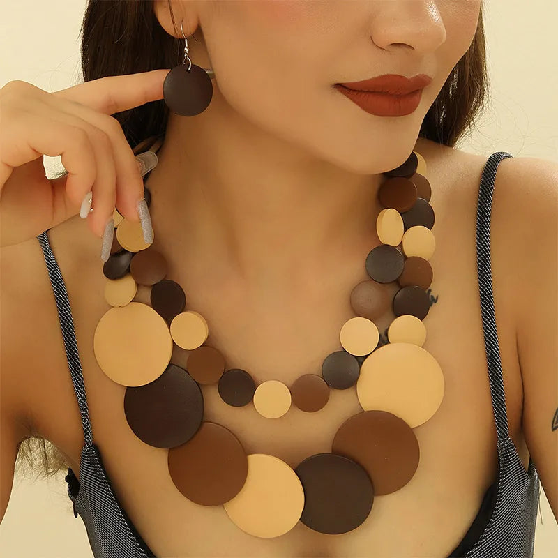 Vintage Wooden Jewelry Set