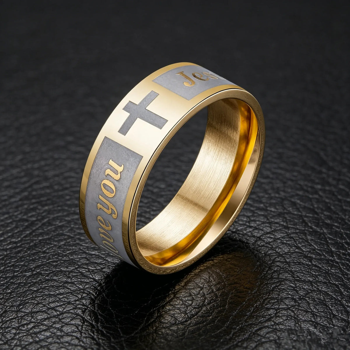 Christian Cross Engraved Ring