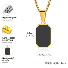 Black Enamel Square Necklace