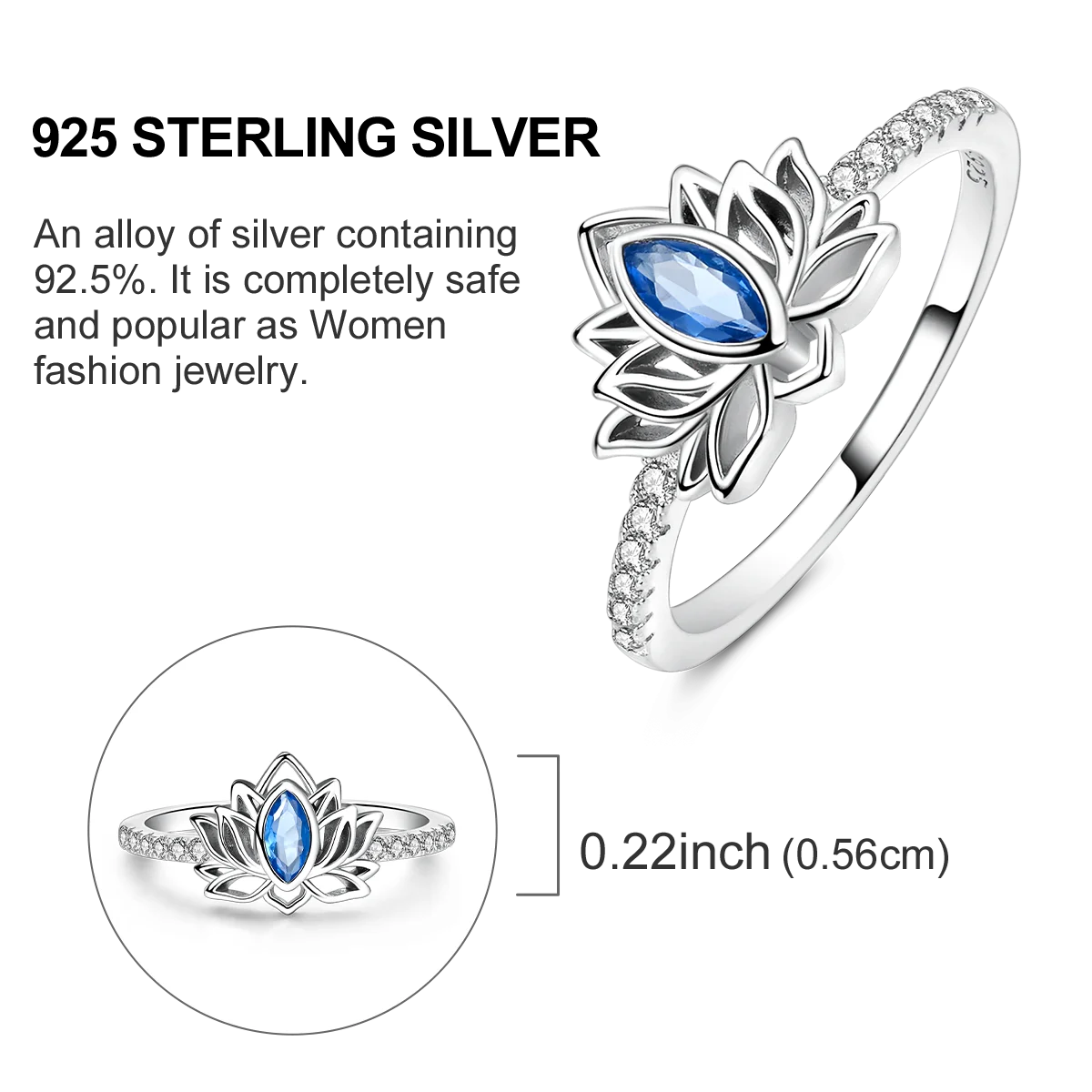 Blue Zircon Moon Ring
