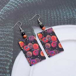 Black Acrylic Flower Earrings
