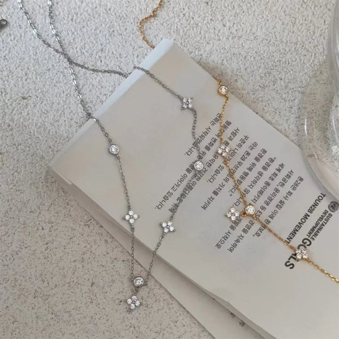 Zircon Clover Chain Necklace