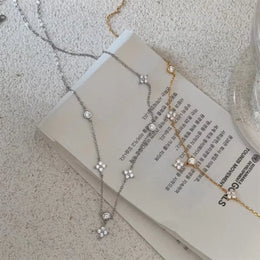 Zircon Clover Chain Necklace