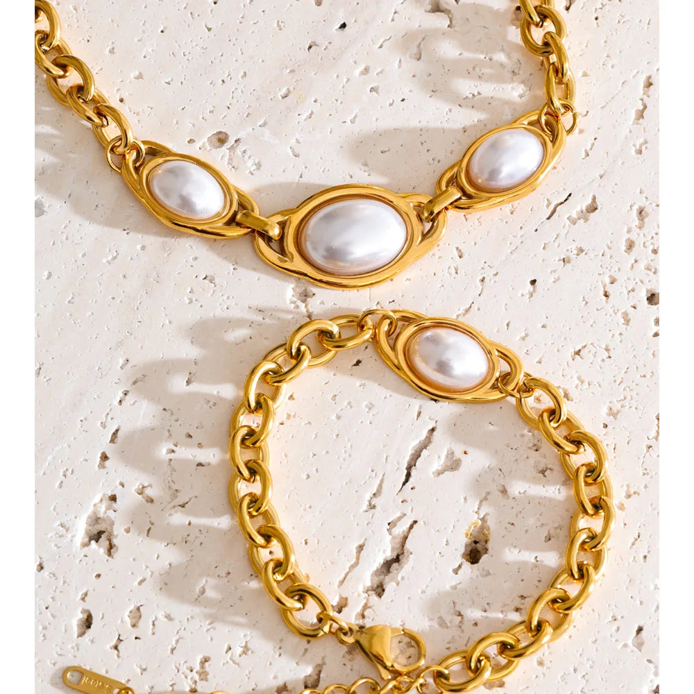 Golden Pearl Chain Set