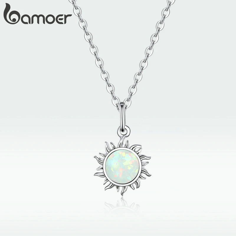 Opal Sun Silver Necklace