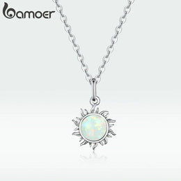 Opal Sun Silver Necklace