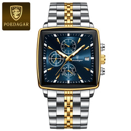 POEDAGAR Square Chronograph Watch