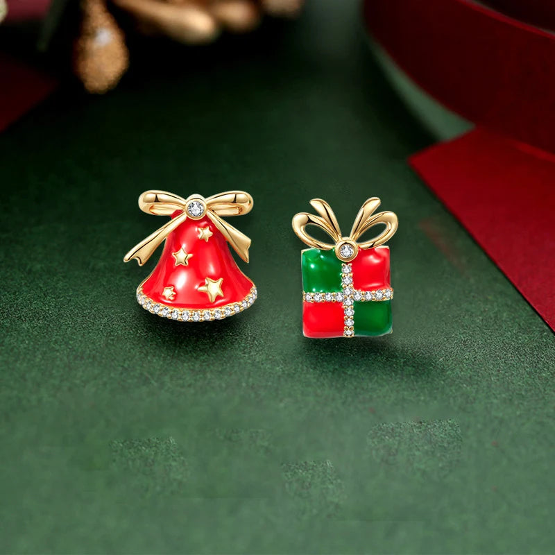 Christmas Bow Bell Earrings