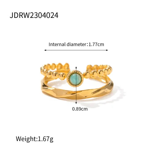 Natural Stone Steel Ring
