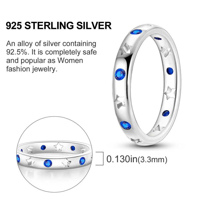 Blue Zircon Moon Ring