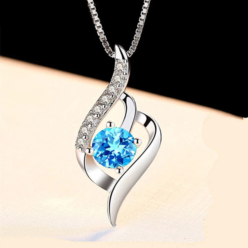 Blue Crystal Silver Necklace