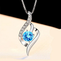 Blue Crystal Silver Necklace