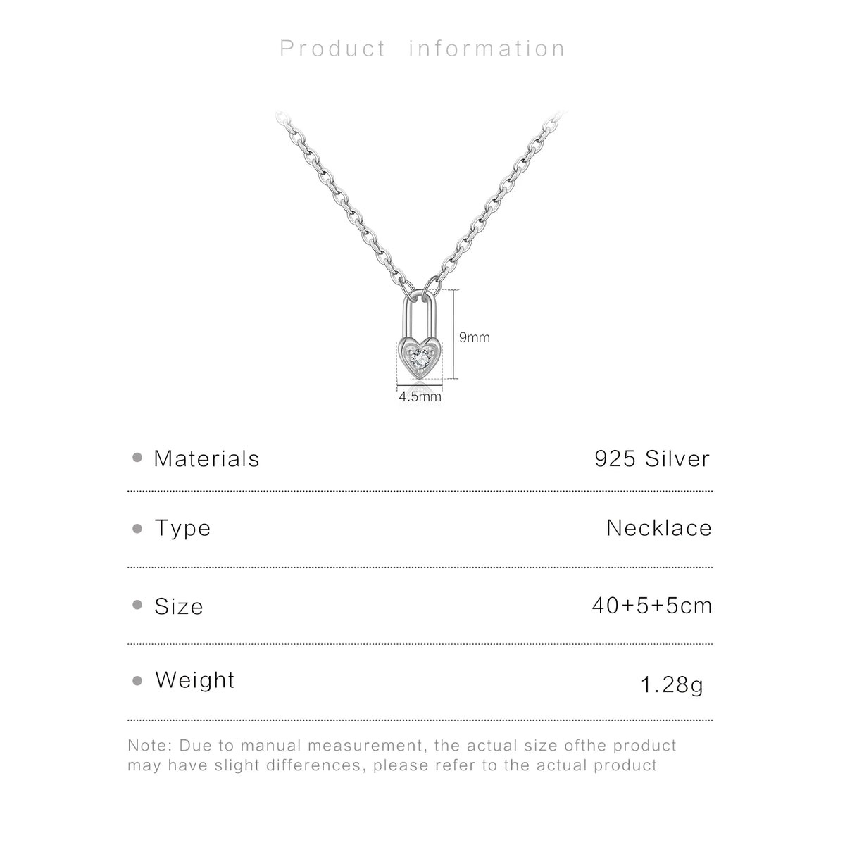 Heart Padlock Silver Necklace