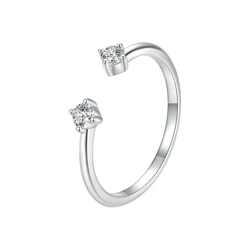 Moissanite Adjustable Silver Ring