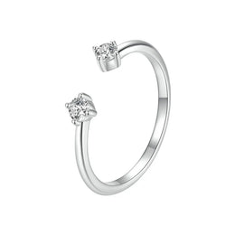Moissanite Adjustable Silver Ring