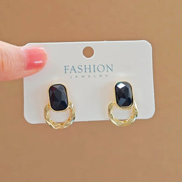 Black Geometric Dangle Earrings