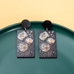 Black Acrylic Flower Earrings