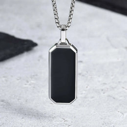 Black Enamel Square Necklace