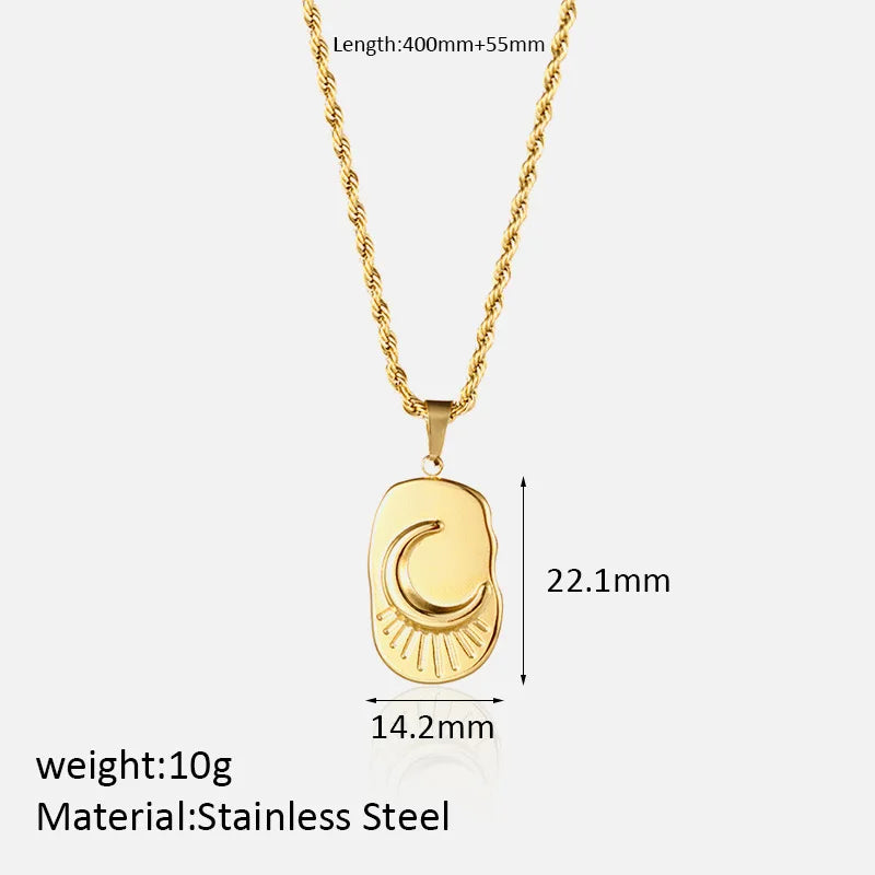 Vintage Moon Steel Necklace