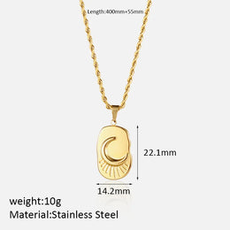 Vintage Moon Steel Necklace