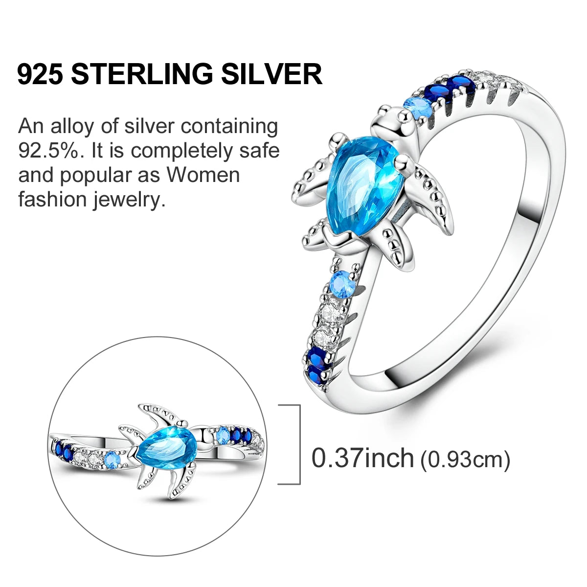Blue Zircon Moon Ring