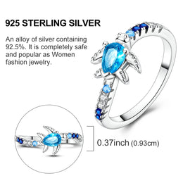 Blue Zircon Moon Ring