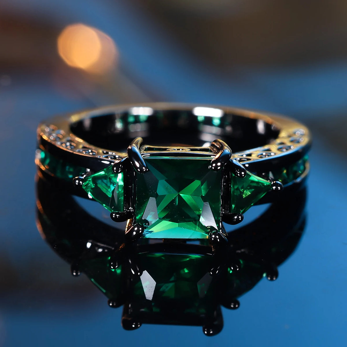 Green Square Zircon Ring