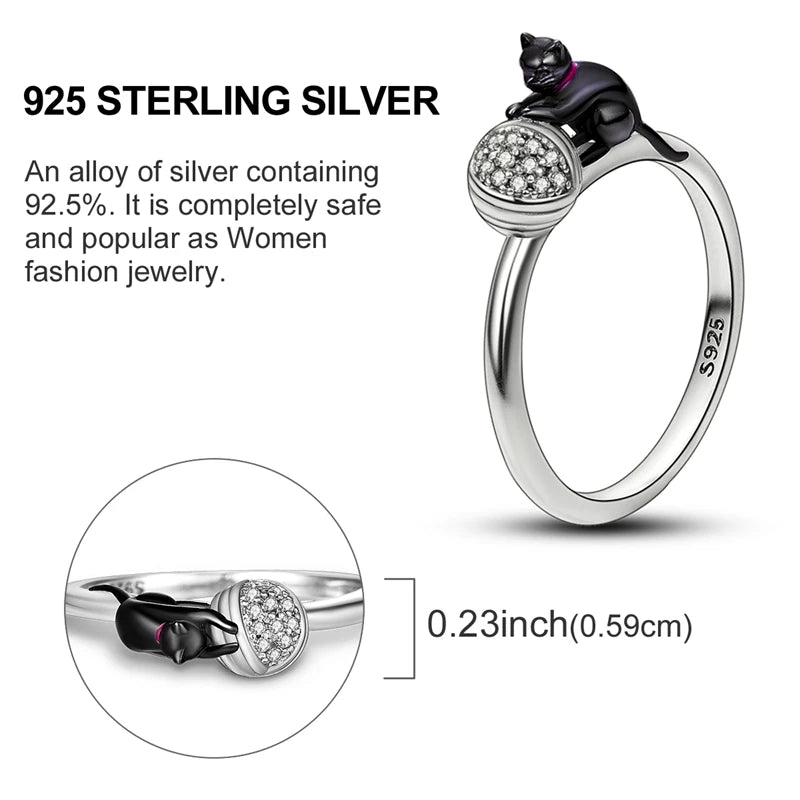 Blue Zircon Moon Ring