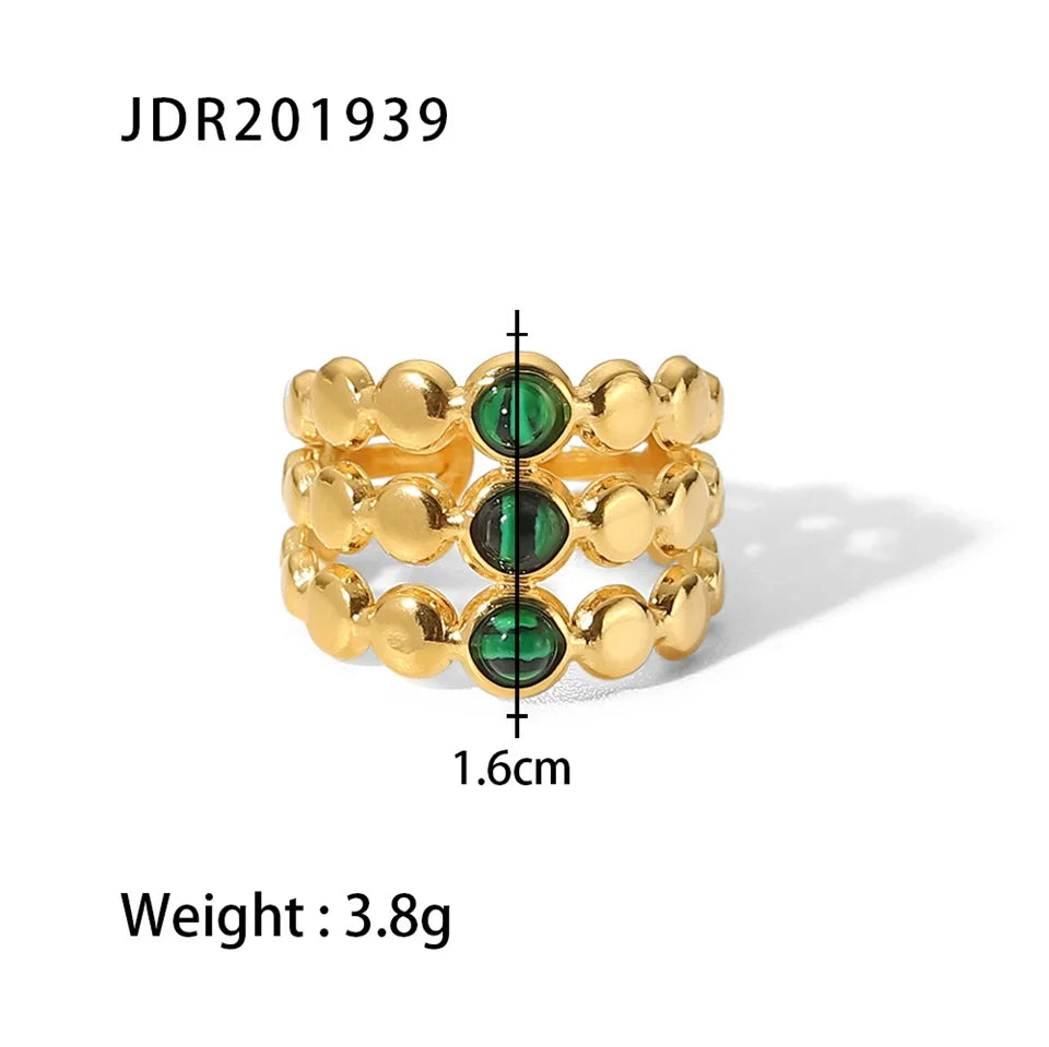 Natural Stone Steel Ring