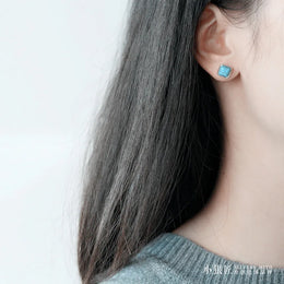 Geometric Turquoise Silver Studs