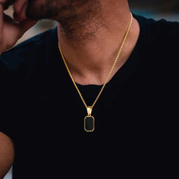 Black Enamel Square Necklace