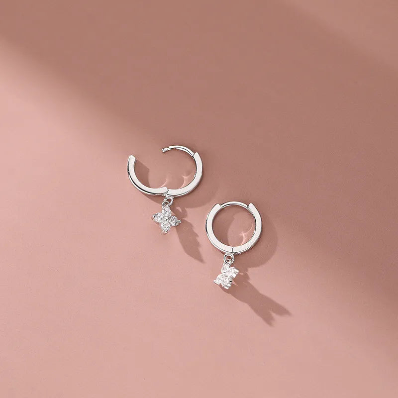 Floral Zircon Silver Studs