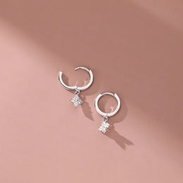 Floral Zircon Silver Studs