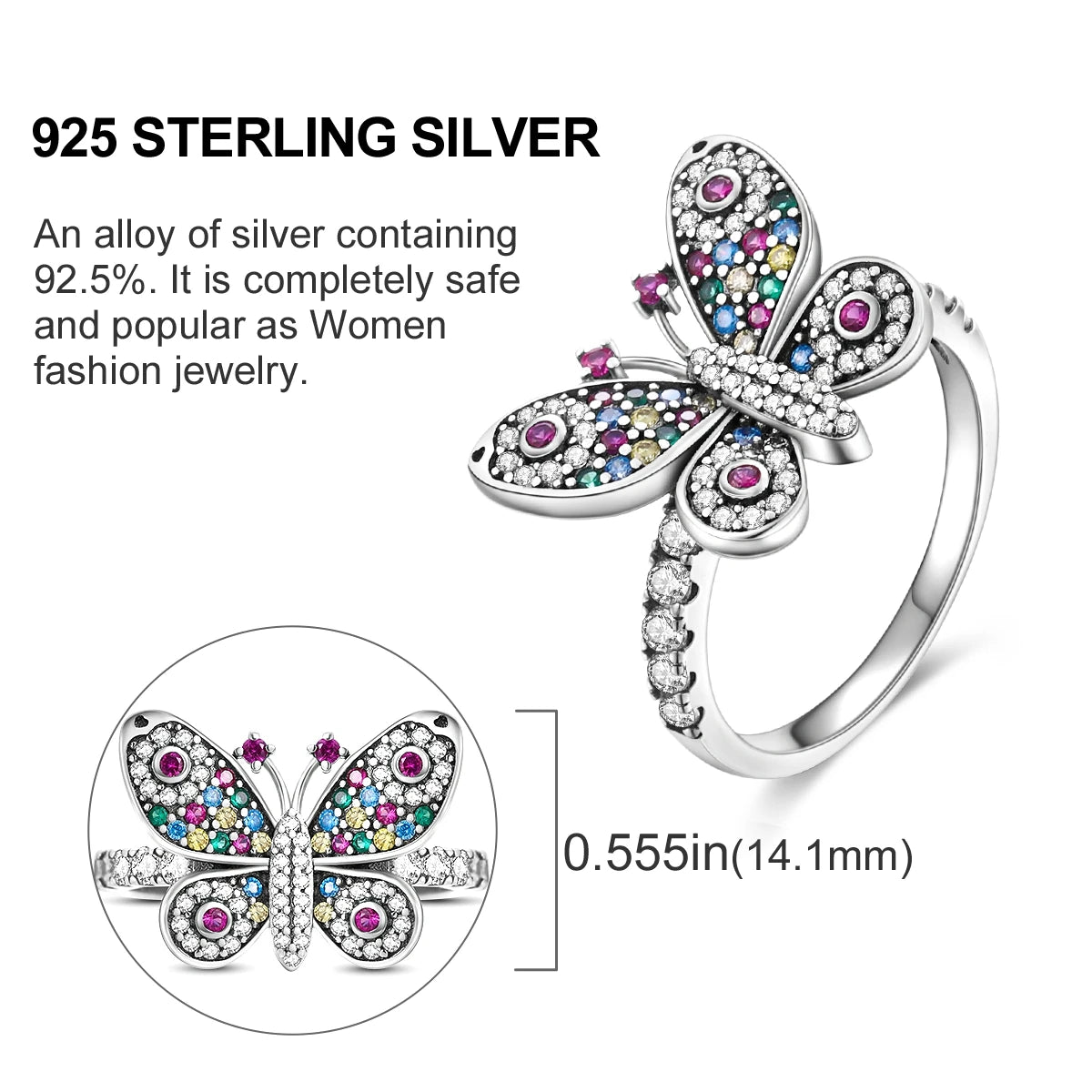 Blue Zircon Moon Ring