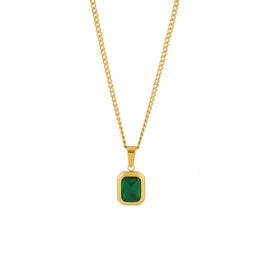 Green Zircon Square Necklace