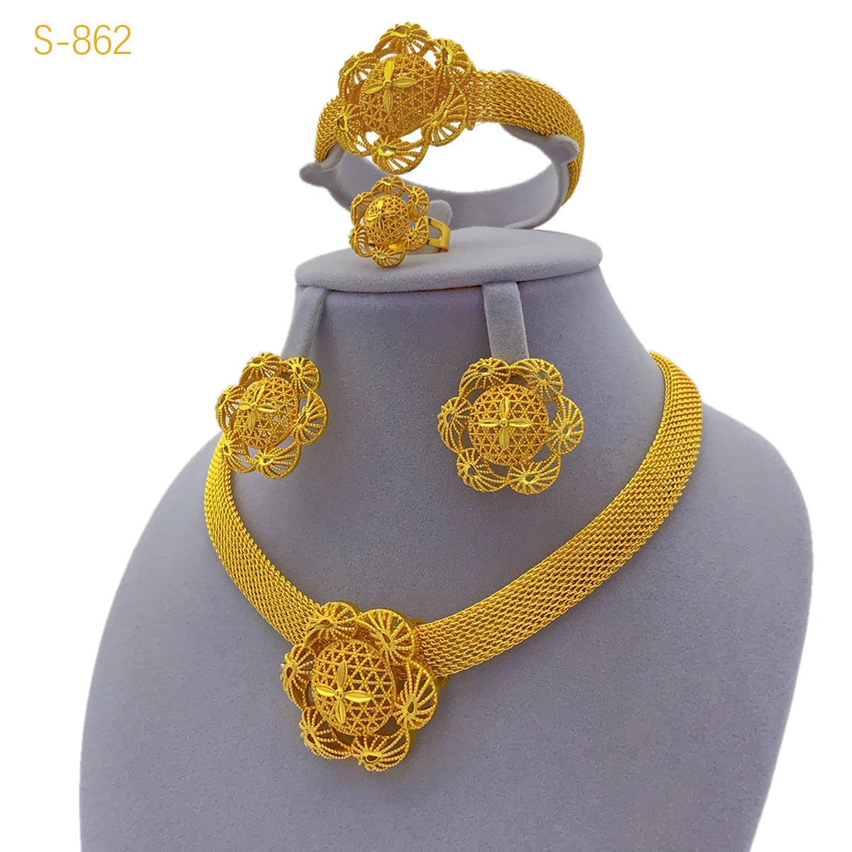 Flower Gold Jewelry Set