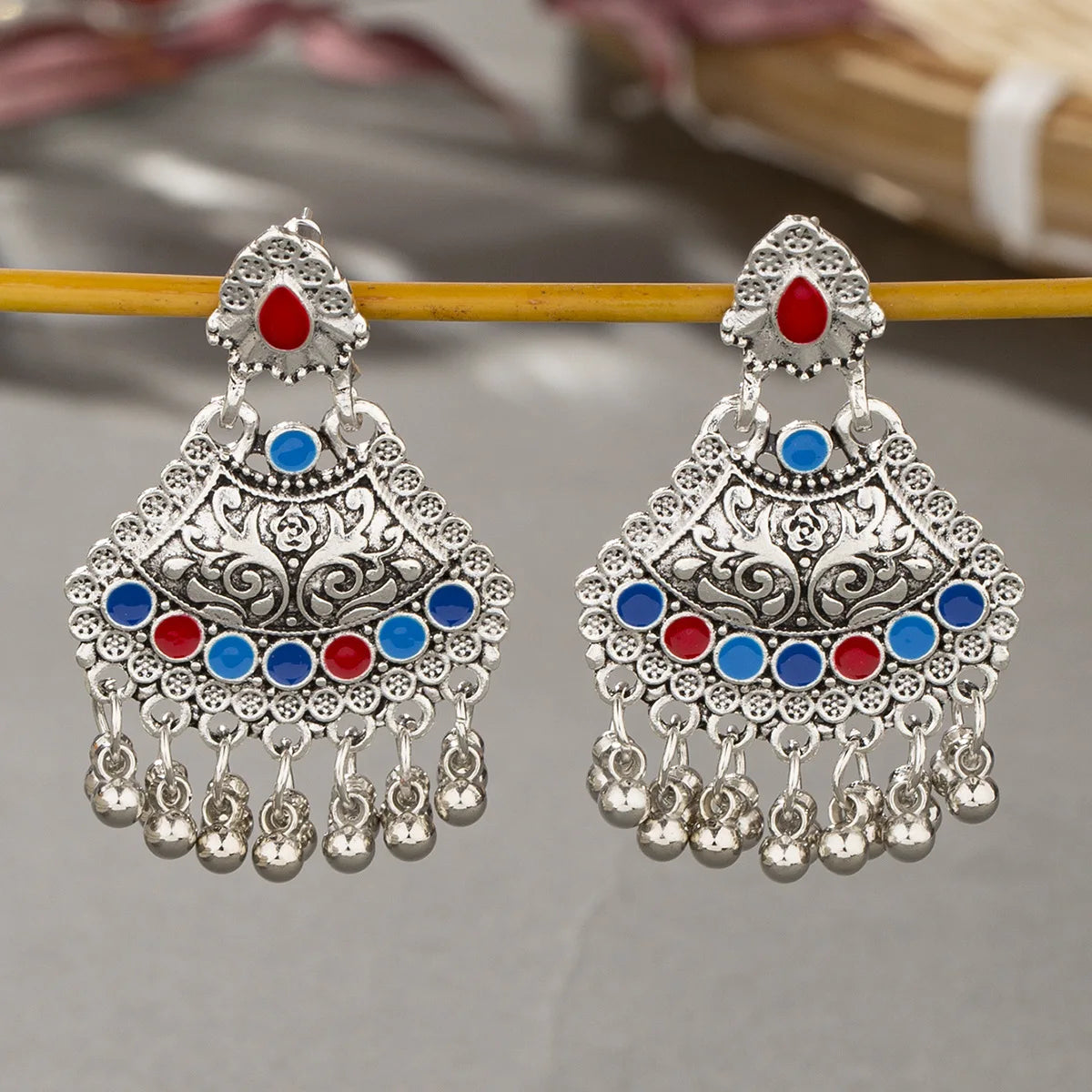 Tibetan Geometric Drop Earrings