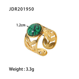 Natural Stone Steel Ring