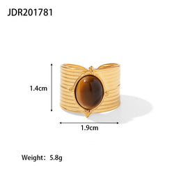 Natural Stone Steel Ring